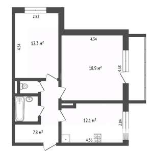 2-к квартира, вторичка, 55м2, 10/10 этаж