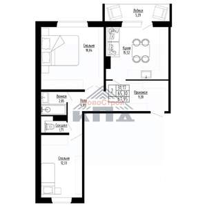 2-к квартира, строящийся дом, 68м2, 2/8 этаж