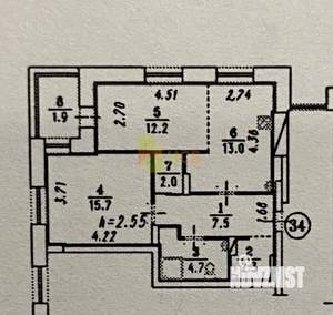 2-к квартира, вторичка, 57м2, 4/18 этаж