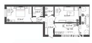 2-к квартира, строящийся дом, 63м2, 3/16 этаж