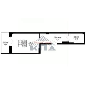 1-к квартира, строящийся дом, 30м2, 15/16 этаж