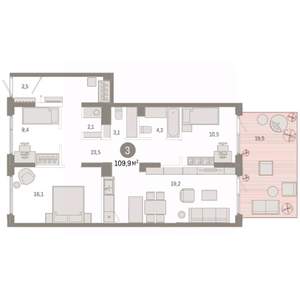 3-к квартира, вторичка, 110м2, 1/17 этаж