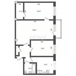 3-к квартира, вторичка, 56м2, 5/5 этаж