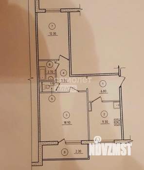 2-к квартира, вторичка, 57м2, 1/10 этаж