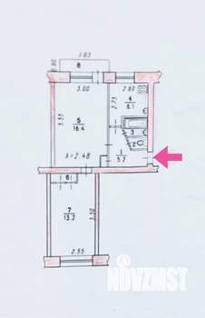 2-к квартира, вторичка, 45м2, 3/5 этаж