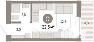 Студия квартира, вторичка, 23м2, 7/8 этаж