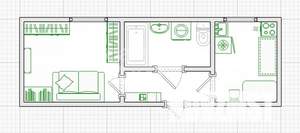 1-к квартира, вторичка, 26м2, 2/2 этаж