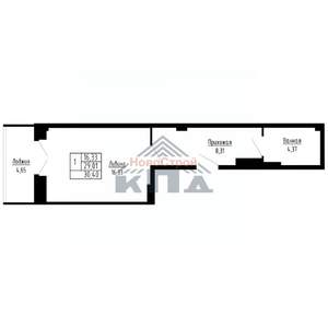 1-к квартира, строящийся дом, 30м2, 12/16 этаж