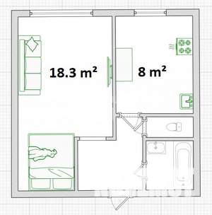 1-к квартира, вторичка, 35м2, 8/9 этаж