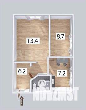 2-к квартира, вторичка, 38м2, 1/5 этаж