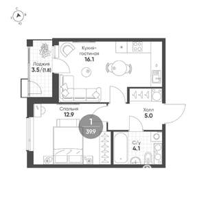 1-к квартира, вторичка, 40м2, 10/11 этаж