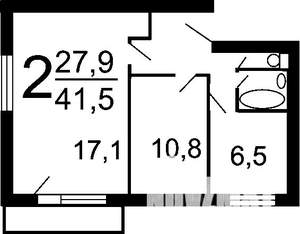 2-к квартира, вторичка, 41м2, 3/5 этаж