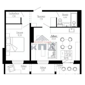 1-к квартира, строящийся дом, 54м2, 16/16 этаж