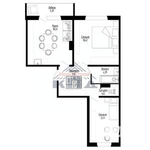 2-к квартира, строящийся дом, 68м2, 3/8 этаж