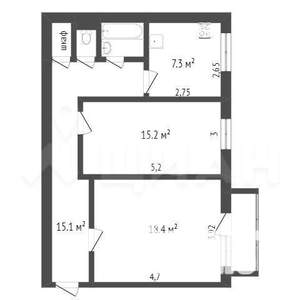 2-к квартира, вторичка, 66м2, 7/10 этаж