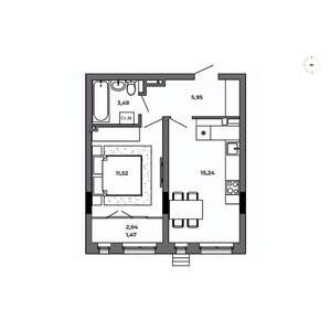 1-к квартира, строящийся дом, 38м2, 2/8 этаж