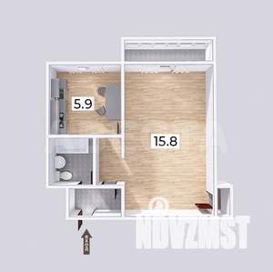 1-к квартира, вторичка, 29м2, 2/5 этаж