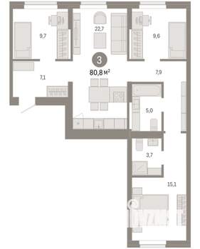 3-к квартира, вторичка, 81м2, 3/9 этаж