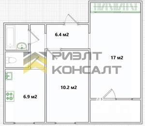 2-к квартира, вторичка, 45м2, 1/9 этаж