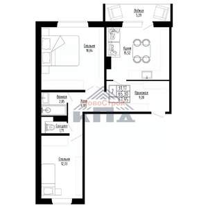 2-к квартира, строящийся дом, 68м2, 5/8 этаж