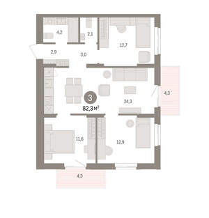 3-к квартира, вторичка, 82м2, 6/14 этаж