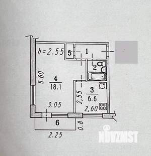 1-к квартира, вторичка, 32м2, 5/5 этаж