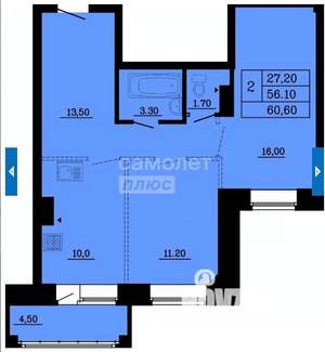 2-к квартира, сданный дом, 61м2, 3/9 этаж