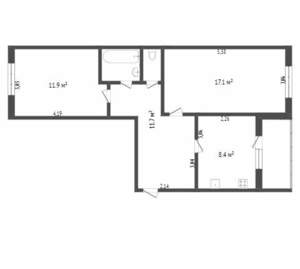 2-к квартира, вторичка, 54м2, 3/5 этаж