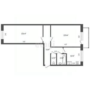 2-к квартира, вторичка, 45м2, 5/5 этаж