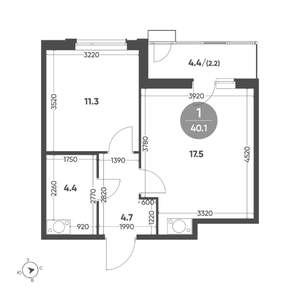 1-к квартира, вторичка, 40м2, 6/7 этаж