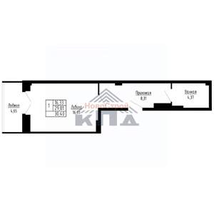 1-к квартира, строящийся дом, 30м2, 13/16 этаж