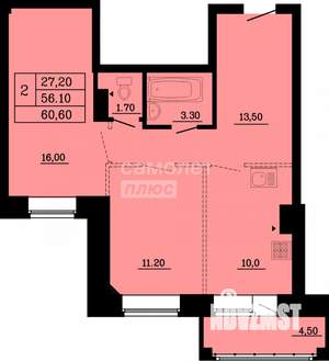 2-к квартира, вторичка, 61м2, 3/8 этаж