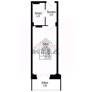 1-к квартира, вторичка, 27м2, 3/16 этаж