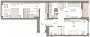 2-к квартира, вторичка, 79м2, 2/16 этаж