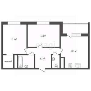 2-к квартира, сданный дом, 60м2, 6/9 этаж