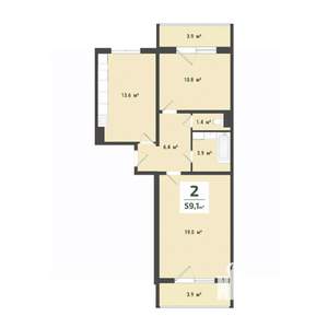 2-к квартира, строящийся дом, 55м2, 8/10 этаж