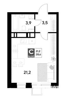Студия квартира, строящийся дом, 29м2, 20/21 этаж