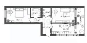 2-к квартира, вторичка, 63м2, 4/16 этаж
