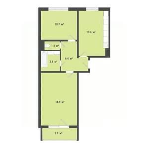 2-к квартира, строящийся дом, 55м2, 10/10 этаж