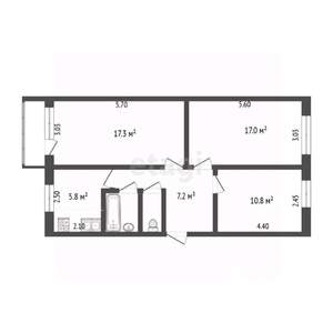 3-к квартира, вторичка, 62м2, 5/5 этаж