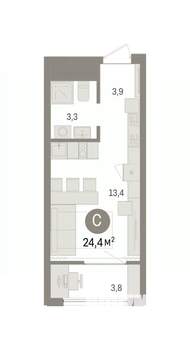 Студия квартира, сданный дом, 24м2, 11/17 этаж