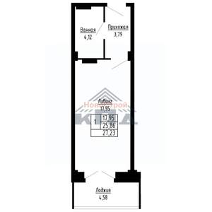 1-к квартира, строящийся дом, 27м2, 5/16 этаж