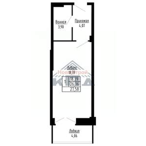 1-к квартира, строящийся дом, 28м2, 13/16 этаж