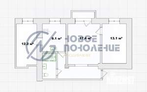 3-к квартира, вторичка, 65м2, 4/5 этаж