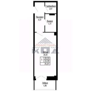 1-к квартира, вторичка, 35м2, 7/16 этаж