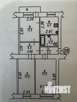 3-к квартира, вторичка, 62м2, 5/5 этаж