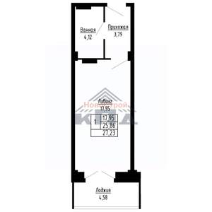 1-к квартира, строящийся дом, 27м2, 12/16 этаж