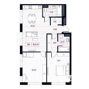 2-к квартира, строящийся дом, 83м2, 4/15 этаж