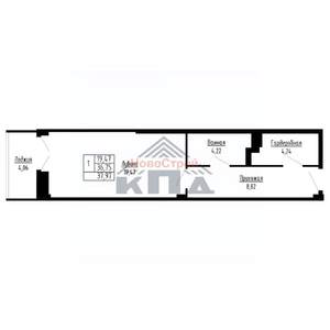 1-к квартира, строящийся дом, 38м2, 10/16 этаж