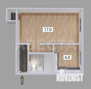 1-к квартира, вторичка, 30м2, 1/4 этаж